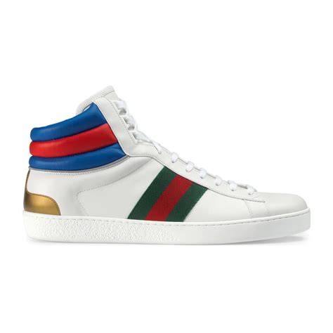 gucci white ace leather sneakers|Gucci ace high top sneakers.